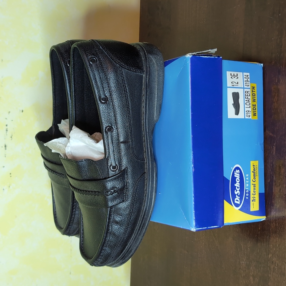 Dr. Scholl's Men's Black Loafers 419 Wide Width 12 3E Tri-level Comfort Insoles